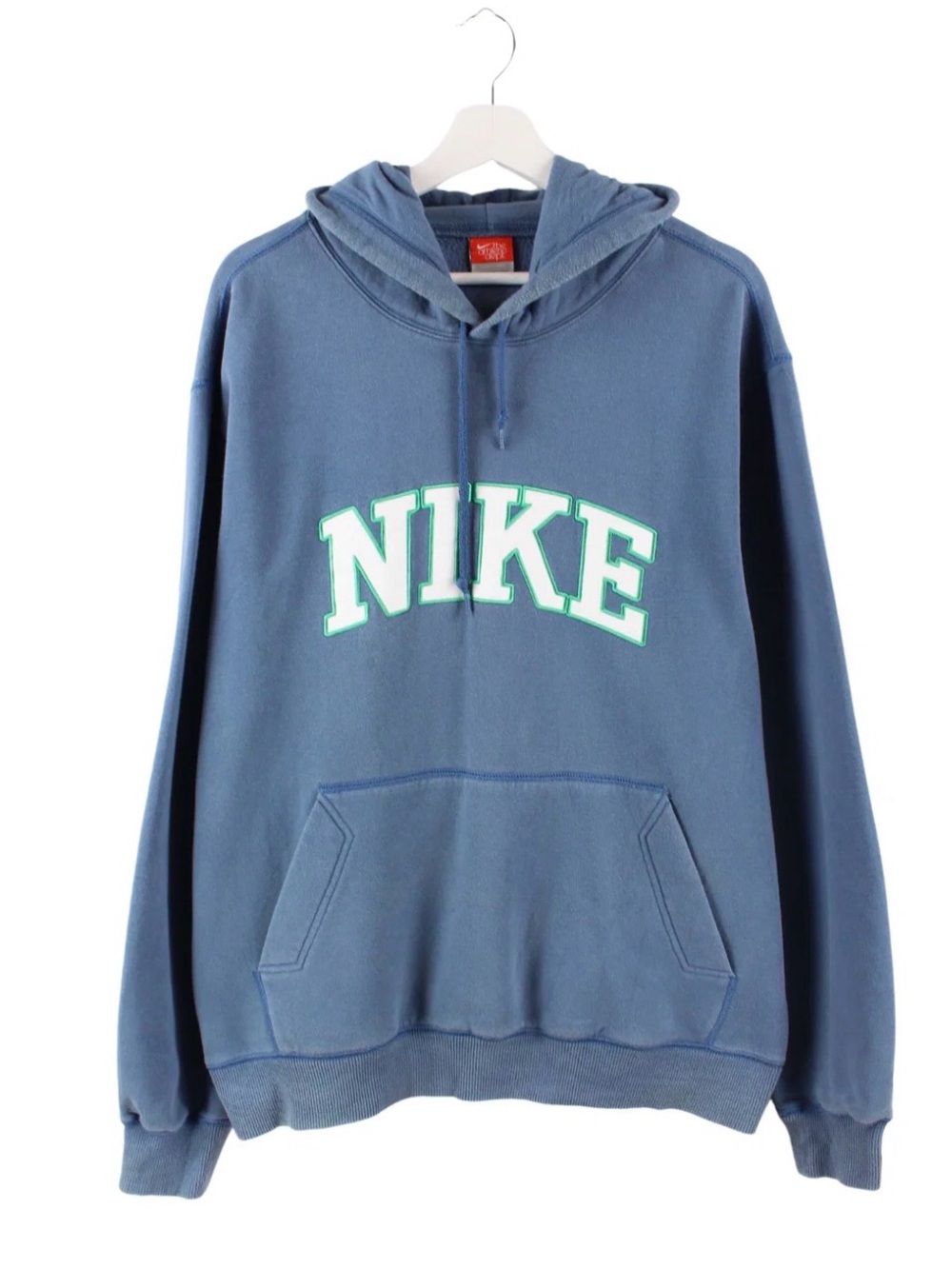 Nike Blue Pullover Hoodie with White and Mint Logo